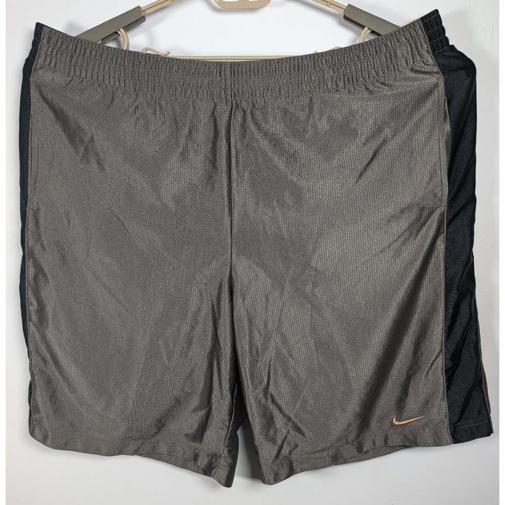 Nike Vintage Mens Basketball Shorts Mesh Polyester Charcoal Black Gold XXL